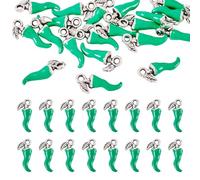Boutigem Pequeños dijes de chile para hacer joyas, colgantes esmaltados de chile picante, cuerno italiano, dije de chile para collares, pulseras, aretes, Esmalte