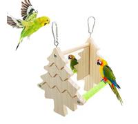 Boutihao Espejo de Madera con Barra de Aterrizaje, Jaula de pájaros Perchas Espejo Masticar Juguete de Madera Cacatúas, Espejo para Pájaros, Barras de Asiento para Loro, Periquito, Periquito, Cacatúas
