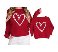 BOUTIKOME Mommy and Me Outfits - Sudadera para el día de San Valentín con estampado gráfico de corazón y manga larga, Mamá-rojo, Large