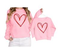 BOUTIKOME Mommy and Me - Sudadera de manga larga para San Valentín, diseño de corazón, Mom-pink, XL
