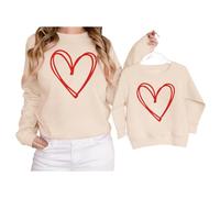 BOUTIKOME Mommy and Me - Sudadera de manga larga para San Valentín, diseño de corazón y texto en inglés, Mom-albaricoque, M