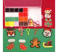 BOUTIKS Cuentas para Planchar Navidad - 2000 Cuentas y Abalorios Hama Beads 5mm con 13 Motivos Navideños | Incl. Tablero, Papel de Planchar & Caja Regalo | para Niños a partir de 6 Años