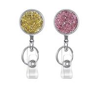 Boutilon Soporte retráctil para insignias, carretes retráctiles, carrete de plástico ligero con llavero y clip de cinturón para enfermera, voluntario, profesor, estudiante (paquete de 2 unidades rosa