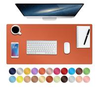 Boutilon Tapete de escritorio de cuero, tapete impermeable para escritorio, protector de mouse de cuero para oficina y hogar, 30x14 pulgadas (naranja H)