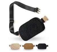 Boutique - Riñonera de Forro Polar para Mujer, de Moda, Bonito Mini en Todas Partes, Bolsa de Pecho de Viaje, Correa Ajustable Dorada, Negro, Bolsa Everywhere