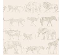 Boutique Safari Animales Papel Metálico Oro Rosa Graham & Brown Crema 104894