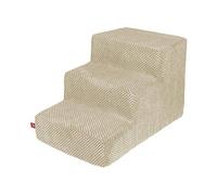 BoutiqueZOO Escaleras para Perros de 30 cm de Altura | Escaleras para Gatos de Mascotas | 3 peldanos | para Cama y Coche | Escaleras para Perros pequenos | Cubierta de Felpa | Color: Beige