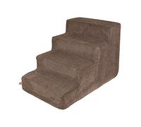 BoutiqueZOO Escaleras para Perros de 40 cm de Altura | Escaleras para Gatos de Mascotas | 4 peldanos | para Cama y Coche | Escaleras para Perros pequenos | Cubierta de Felpa | Color: Marrón