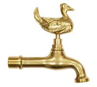 Boutté 405C - Grifo de jardín elegante con diseño de animales de latón, fuente con mando de pato, entrada 15 x 21, oro