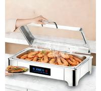 BOVDC 9L Chafing Dish Electrico para Buffet, Calentador de Buffet Electrico de Acero Inoxidable, Calentador de Comida Eléctrico Buffet con Toque Inteligente para Catering, Fiestas(Full Pan)