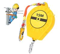 BOVDC Dispositivo Anticaídas Retráctil 3-20m, Línea de Vida Autoretractil Homologada, Verde/Amarillo Anticaidas Retractil Seguridad para Trabajos Aéreos, Carga Máxima:150kg(Amarillo, 15m)