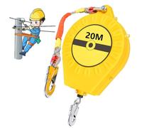 BOVDC Dispositivo Anticaídas Retráctil 3-20m, Línea de Vida Autoretractil Homologada, Verde/Amarillo Anticaidas Retractil Seguridad para Trabajos Aéreos, Carga Máxima:150kg(Amarillo, 20m)