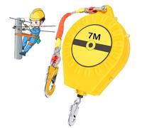 BOVDC Dispositivo Anticaídas Retráctil 3-20m, Línea de Vida Autoretractil Homologada, Verde/Amarillo Anticaidas Retractil Seguridad para Trabajos Aéreos, Carga Máxima:150kg(Amarillo, 7m)