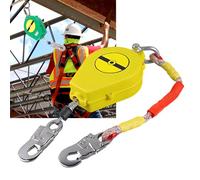 BOVDC Dispositivo Anticaidas Retráctil, 3-20m Linea de Vida Retractil Homologado con Gancho Autoblocante, 150kg Arnés de Seguridad Anticaídas Retráctil para Trabajos en Altura(Amarillo,15 metros)