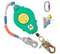 BOVDC Dispositivo Anticaidas Retráctil Seguridad, 10m Linea de Vida Retractil Homologado, 150kg Arnés Seguridad Anticaídas Retráctil Trabajo en Altura/ Tejados con Gancho Autoblocante(Verde, 10m)