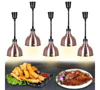 BOVDC Lampara Calor Cocina, 19 cm/25 cm Lampara Calor Alimentos, Lámpara de Calor para Alimentos de Cocina Colgante Ajustable para Buffets y Hoteles(B-25cm, 5 Piezas)