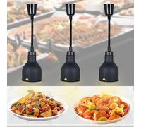 BOVDC Lampara Calor Cocina, Negro Lampara Calor Alimentos, 19/25cm Lámpara de Calor para Alimentos de Cocina Colgante Ajustable para Buffets y Hoteles(3 Piezas, 19cm)