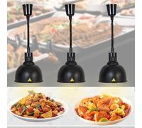 BOVDC Lampara Calor Cocina, Negro Lampara Calor Alimentos, 19/25cm Lámpara de Calor para Alimentos de Cocina Colgante Ajustable para Buffets y Hoteles(3 Piezas, 25cm)