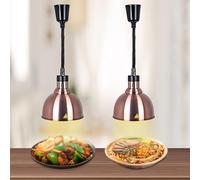 BOVDC Lámpara de Calor para Alimentos, Lampara Calor Cocina 19/25cm, Lamparas de Calor Hosteleria Colgante Ajustable para Buffets y Cocina(Cobre-25cm, 2 Piezas)