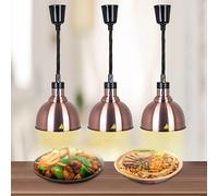 BOVDC Lámpara de Calor para Alimentos, Lampara Calor Cocina 19/25cm, Lamparas de Calor Hosteleria Colgante Ajustable para Buffets y Cocina(Cobre-25cm, 3 Piezas)