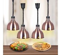 BOVDC Lámpara de Calor para Alimentos, Lampara Calor Cocina 19/25cm, Lamparas de Calor Hosteleria Colgante Ajustable para Buffets y Cocina(Cobre-25cm, 4 Piezas)