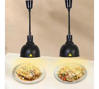 BOVDC Lamparas de Calor Hosteleria, Lampara Calor Cocina Extensible 60-180cm, Lampara Calienta Platos Gran Diámetro, Suspension Lampara de Calor para Alimentos Cocina, Restaurante(C-25cm, 2 Piezas)