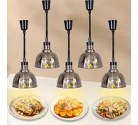 BOVDC Lamparas de Calor Hosteleria, Lampara Calor Cocina Extensible 60-180cm, Lampara Calienta Platos Gran Diámetro, Suspension Lampara de Calor para Alimentos Cocina, Restaurante(A-25cm, 5 Piezas)