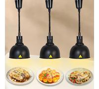 BOVDC Lamparas de Calor Hosteleria, Lampara Calor Cocina Extensible 60-180cm, Lampara Calienta Platos Gran Diámetro, Suspension Lampara de Calor para Alimentos Cocina, Restaurante(C-25cm, 3 Piezas)