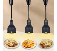 BOVDC Lamparas de Calor Hosteleria, Lampara Calor Cocina Extensible 60-180cm, Lampara Calienta Platos Gran Diámetro, Suspension Lampara de Calor para Alimentos Cocina, Restaurante(D-19cm, 3 Piezas)