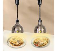 BOVDC Lamparas de Calor Hosteleria, Lampara Calor Cocina Extensible 60-180cm, Lampara Calienta Platos Gran Diámetro, Suspension Lampara de Calor para Alimentos Cocina, Restaurante(A-25cm, 2 Piezas)
