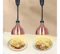 BOVDC Lamparas de Calor Hosteleria, Lampara Calor Cocina Extensible 60-180cm, Lampara Calienta Platos Gran Diámetro, Suspension Lampara de Calor para Alimentos Cocina, Restaurante(B-25cm, 2 Piezas)