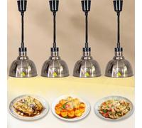 BOVDC Lamparas de Calor Hosteleria, Lampara Calor Cocina Extensible 60-180cm, Lampara Calienta Platos Gran Diámetro, Suspension Lampara de Calor para Alimentos Cocina, Restaurante(A-25cm, 4 Piezas)