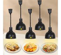 BOVDC Lamparas de Calor Hosteleria, Lampara Calor Cocina Extensible 60-180cm, Lampara Calienta Platos Gran Diámetro, Suspension Lampara de Calor para Alimentos Cocina, Restaurante(C-25cm, 5 Piezas)