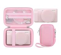 BOVKE 2 en 1 Funda de Cámara para Sony ZV-1 - Cámara Compacta Premium, Caso de Piel de Silicona + Caso Duro Bolsa de Transporte Paquete Protector para Sony ZV-1 Cámara Digital, Rosa