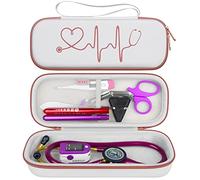 BOVKE Bolsa de estuche de estetoscopio para estetoscopios ligeros 3M Littmann Classic III, Lightweight II S.E, Cardiología IV, MDF Acoustica - Bolsillo extra enfermeras Accesorios, Oro Rosa Blanco