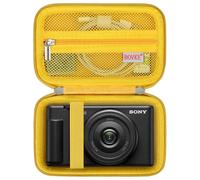 BOVKE Cámara Estuche para Canon Powershot SX740/SX730/G7 X Mark III/G7X Mark II/V1 Cámara Compacta, Funda Protectora Rígida para Viaje, Extra Bolsillo de Malla Sirve para Cables, Baterías, Amarillo