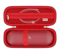 BOVKE Carrying Case for Beats Pill - Portable Bluetooth Speaker, New Beats Pill Wireless Speaker Travel Holder Bolso con Bolsillo de Malla Extra para Cables de Carga, Accesorios, Rojo