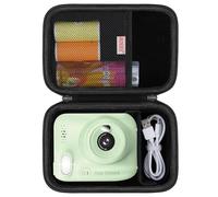 BOVKE Carrying Case for Kids Camera Instant Camera, Kids Digital Camera Instant Print Holder con Bolsillo de Malla para Papel de impresión de la cámara y Cables para niños pequeños Juguetes, Negro