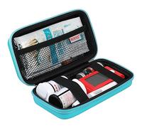 BOVKE Diabetic Supplies Travel Case, Storage Carrying Bag for Diabetes Testing Kit, Blood Glucose Monitor Meters, Test Strips, Medication, Lancets, Syringes and Other Diabetic Supplies, Turquoise