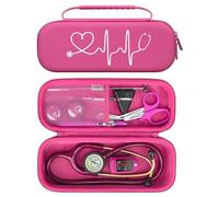 BOVKE Estuche de estetoscopio de viaje para 3M Littmann Classic III, Lightweight II S.E, estetoscopios ligeros MDF Acoustica, bolsillo de malla para lámparas de pluma, médicas accesorios, Frambuesa