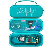 BOVKE Estuche de estetoscopio de viaje para 3M Littmann Classic III, Lightweight II S.E, estetoscopios ligeros MDF Acoustica, bolsillo de malla para lámparas de pluma, tijeras accesorios, Turquesa