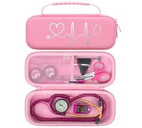 BOVKE Estuche de estetoscopio de viaje para 3M Littmann Classic III, Lightweight II S.E, MDF Acoustica Estetoscopios ligeros, bolsillo de malla para lámparas de pluma, tijeras accesorios, Rosa