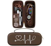 BOVKE Estuche de Estetoscopio para 3M Littmann Classic III Monitoring, Lightweight II S.E, MDF Acoustica Deluxe Estetoscopios - Habitación Extra para Tijeras de Vendaje médico EMT cizalla, Marrón