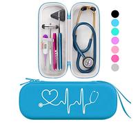 BOVKE Estuche de viaje compatible con 3M Littmann Classic III, Lightweight II S.E, MDF Acoustica Deluxe Estetoscopios, espacio extra para tijeras médicas Cizarras EMT Trauma Lámpara LED, Turquesa