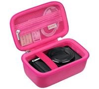 BOVKE Estuche de Viaje para cámara Digital PowerShot SX740 HS, Soporte de Bolsa de Almacenamiento para cámara SX730 / SX720 / SX620 / G7X con Bolsillo Extra para baterías, Cables, Rosado