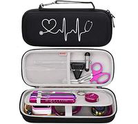 BOVKE Estuche para estetoscopio 3M Littmann Classic III, Lightweight II S.E, Cardiology IV Diagnostic, MDF Acoustica Deluxe Estetoscopios - Espacio adicional para otros accesorios, Negro(Solo casos)