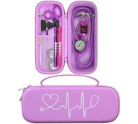 BOVKE Estuche para estetoscopios 3M Littmann Classic III, Lightweight II S.E, MDF Acoustica Deluxe - Espacio extra para tijeras médicas y linternas LED, morado claro
