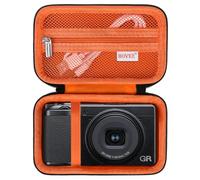 BOVKE Estuche para Ricoh GR IIIx/GR III, Bolsillo de Malla Extra para Cables y Accesorios, Negro+Naranja