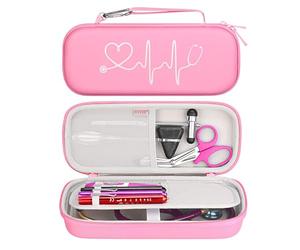 BOVKE Estuche rígido para estetoscopio 3M Classic III, Lightweight II S.E, Cardiology IV, MDF Estetoscopios Acoustica Deluxe - Espacio adicional para accesorios de enfermería Penlight y EMT,Pearl Pink