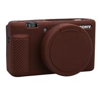 BOVKE Funda Blanda para cámara Digital Sony ZV-1, Funda de Silicona para cámara ZV1, Funda Protectora de Goma con Tapa de Objetivo extraíble para cámara Sony ZV-1 Vlogging, Marrón